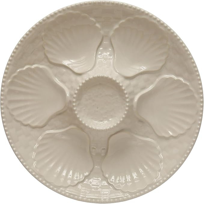Creative Co-Op 10 Inches Round Stoneware Oyster, Matte White Plate | Amazon (US)