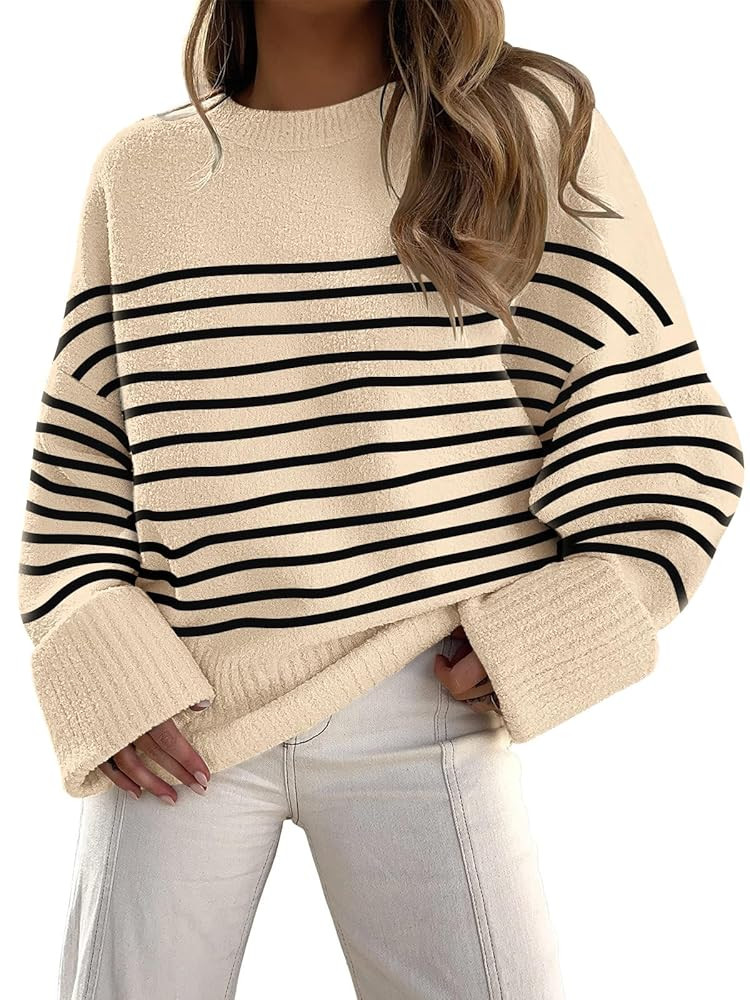 LILLUSORY Women's Oversized Sweaters Fuzzy Chunky Warm Pullover Sweater | Amazon (US)