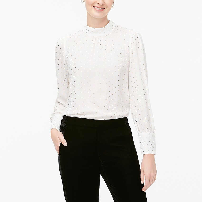 Long-sleeve shirred mockneck top | J.Crew Factory