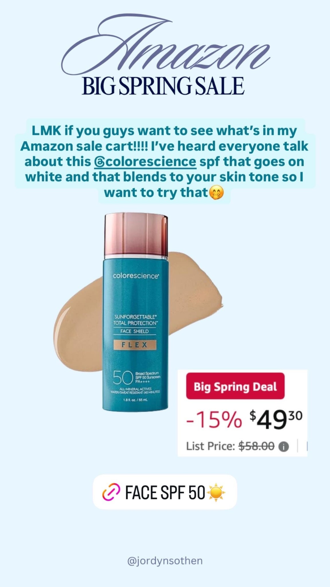 AMAZON BIG SPRING SALE!!! Amazon finds, Amazon deals, Amazon prime day, summer makeup, skin tint, face spf, color science spf, color changing sunscreen, makeup must haves #amazon



#LTKSaleAlert #LTKgrwm #LTKBeauty
