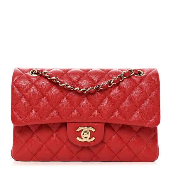 Caviar Quilted Small Double Flap Red | FASHIONPHILE (US)