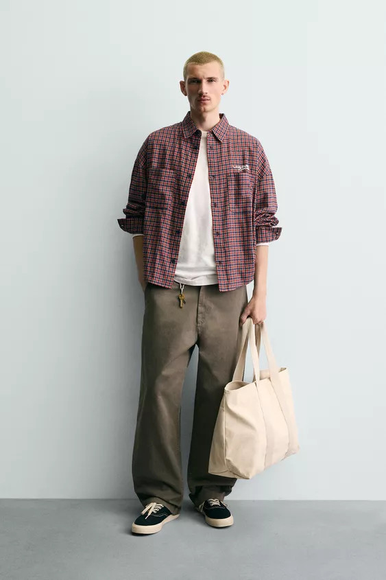 EMBROIDERED PLAID FLANNEL SHIRT | Zara US