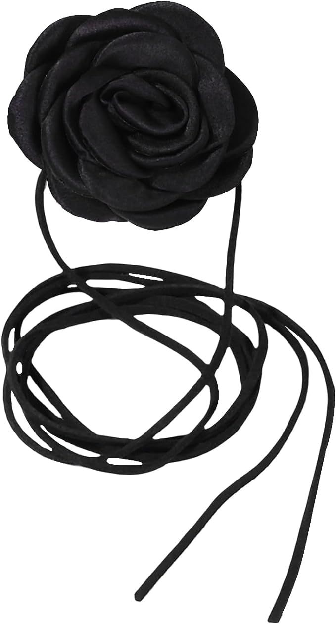 Rofusn Black Flower Choker for Women Girls, Camellia Flower Velvet Choker Collar Necklace Jewerly... | Amazon (US)