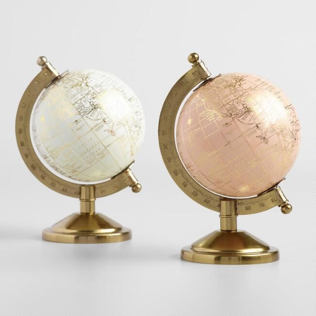 Mini Ivory and Blush Globes on Stands Set of 2 | World Market