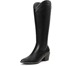 DREAM PAIRS Womens Cowboy Boots, Western Cowgirl Pull On Zipper Chunky Heel Pointed Toe Knee High... | Amazon (US)