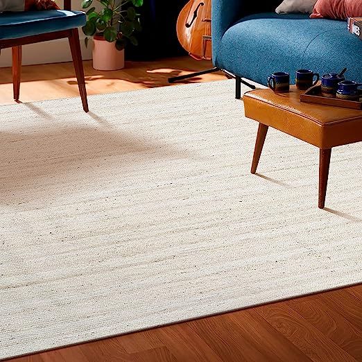 Hausattire Hand Woven Jute Braided Rug, 6'x9' - Off White, Reversible Rustic Farmhouse Area Rugs ... | Amazon (US)