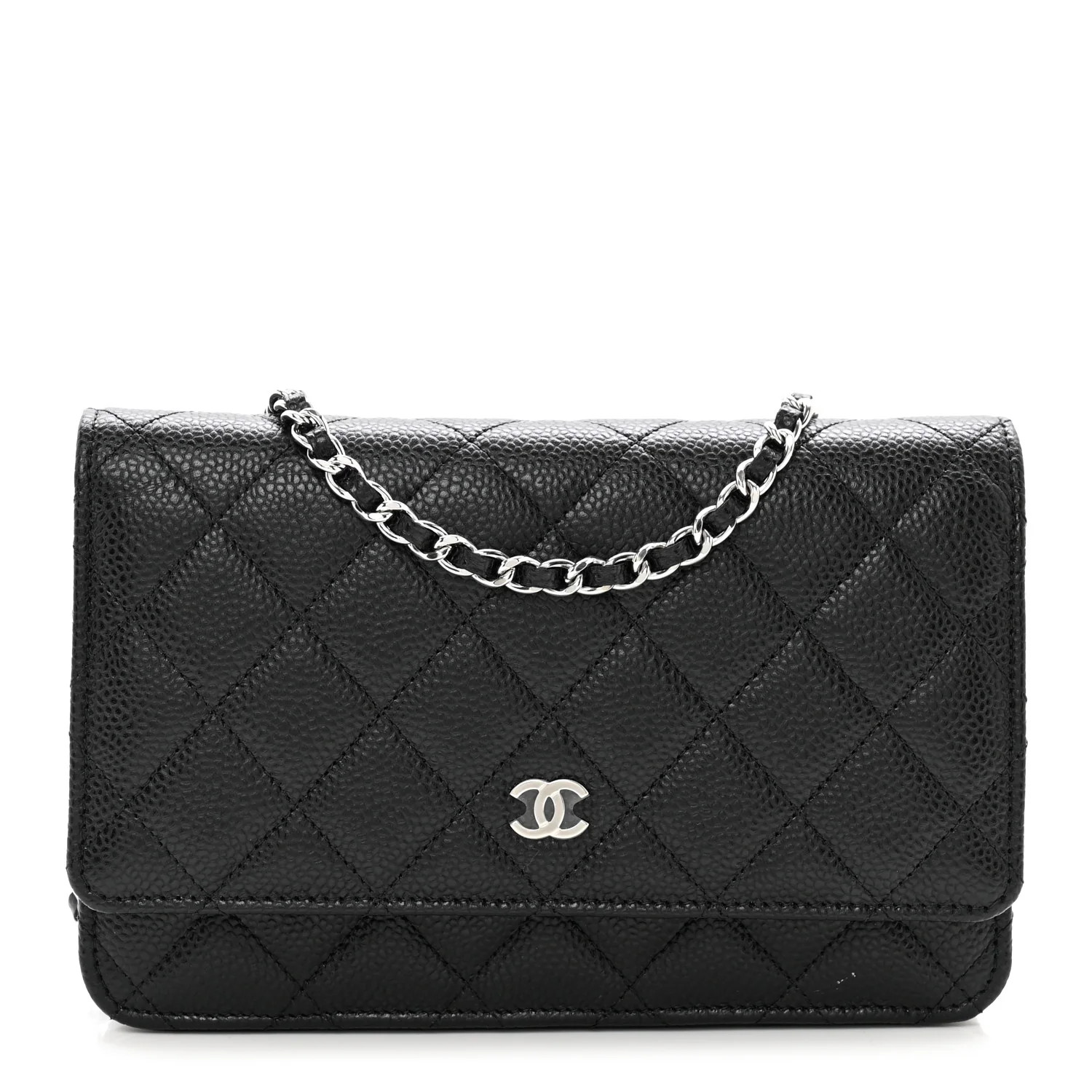 Caviar Quilted Wallet on Chain WOC Black | FASHIONPHILE (US)