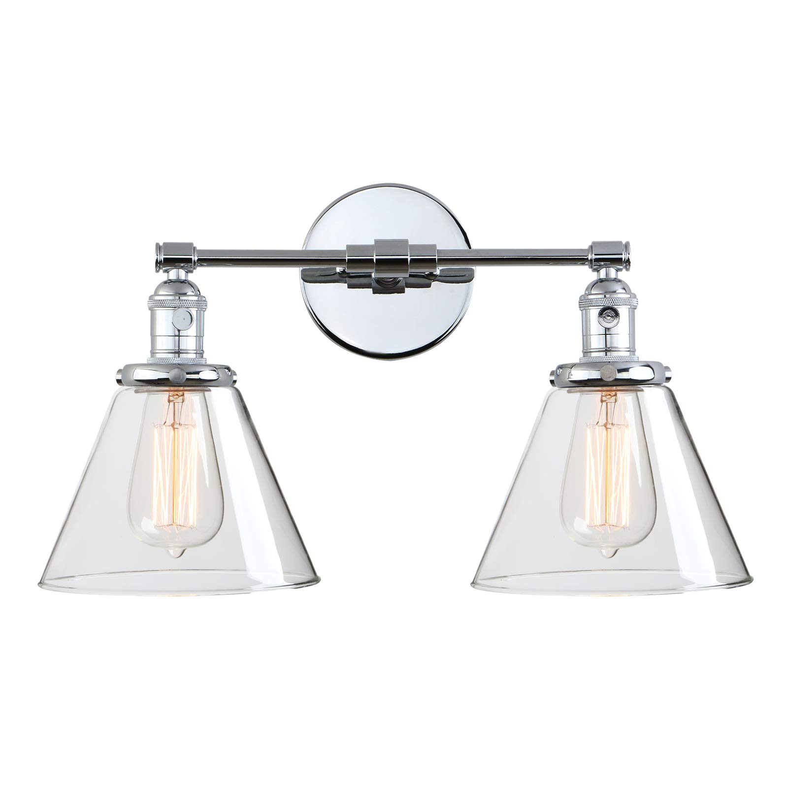 Phansthy 2-Light Wall Sconce Industrial Dual-Light Wall Light with Dual 7.3 Inch Cone Glass Lamps... | Amazon (US)