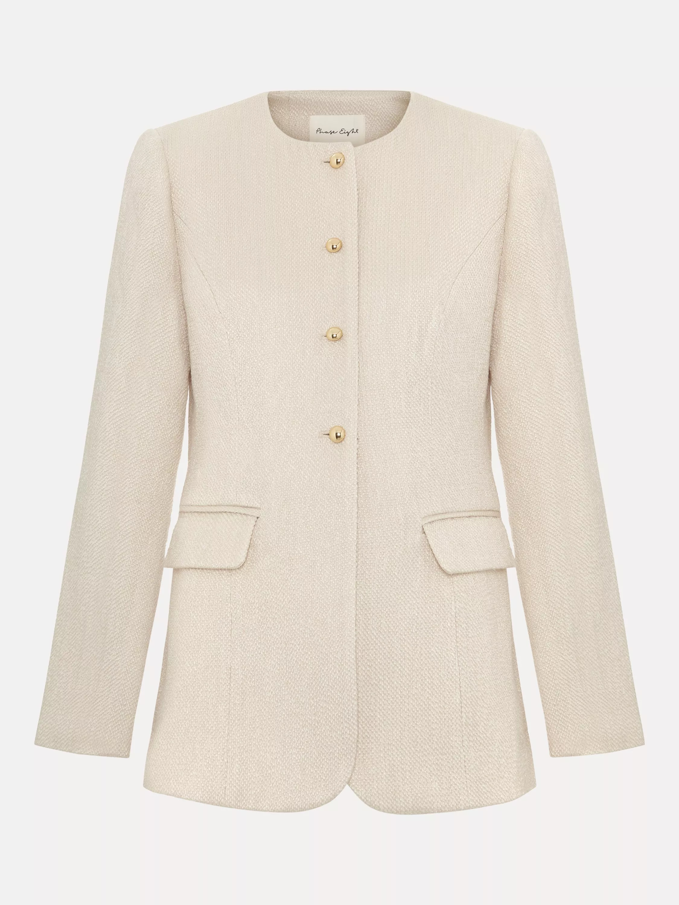 Phase Eight Graziella Curved Hem Jacket, Cream | John Lewis (UK)