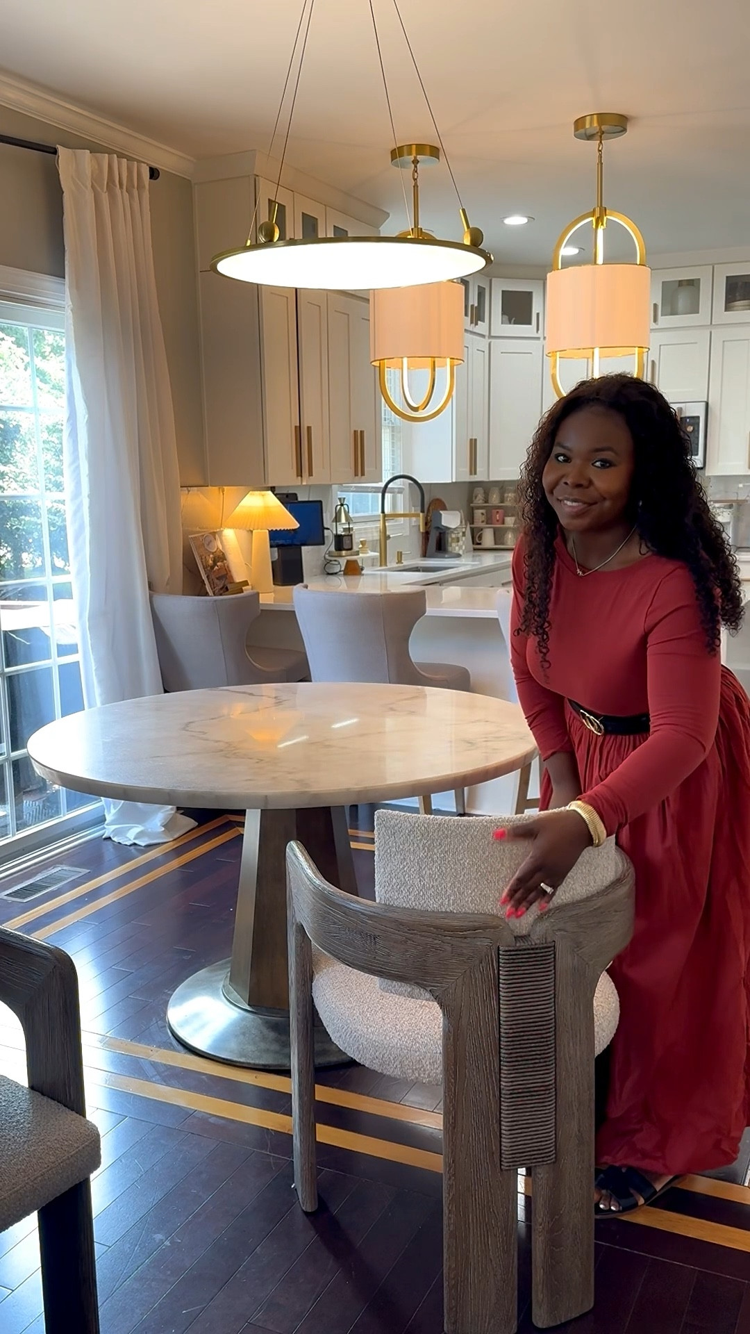 A closer look at these dining chairs 🤍 It’s been over a year and they’re still holding up beautifully, easily one of my favorite pieces. I’ve had this table for over 6 years and I still love it 👌🏾 Mixing old favorites with new finds just work! 

Are you team mix & match or team matchy matchy? 😂 

#LTKValentine #LTKHome #LTKSaleAlert