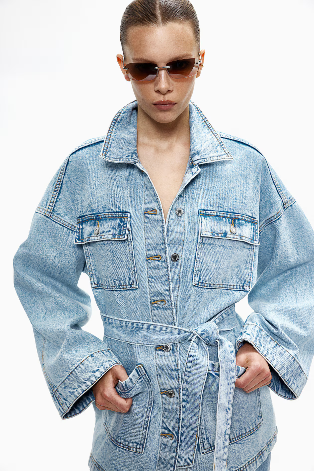 Tie-Belt Denim Jacket | H&M (US + CA)