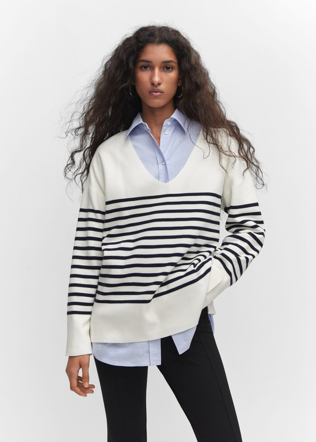 Oversized v-neck sweater -  Women | Mango USA | MANGO (US)