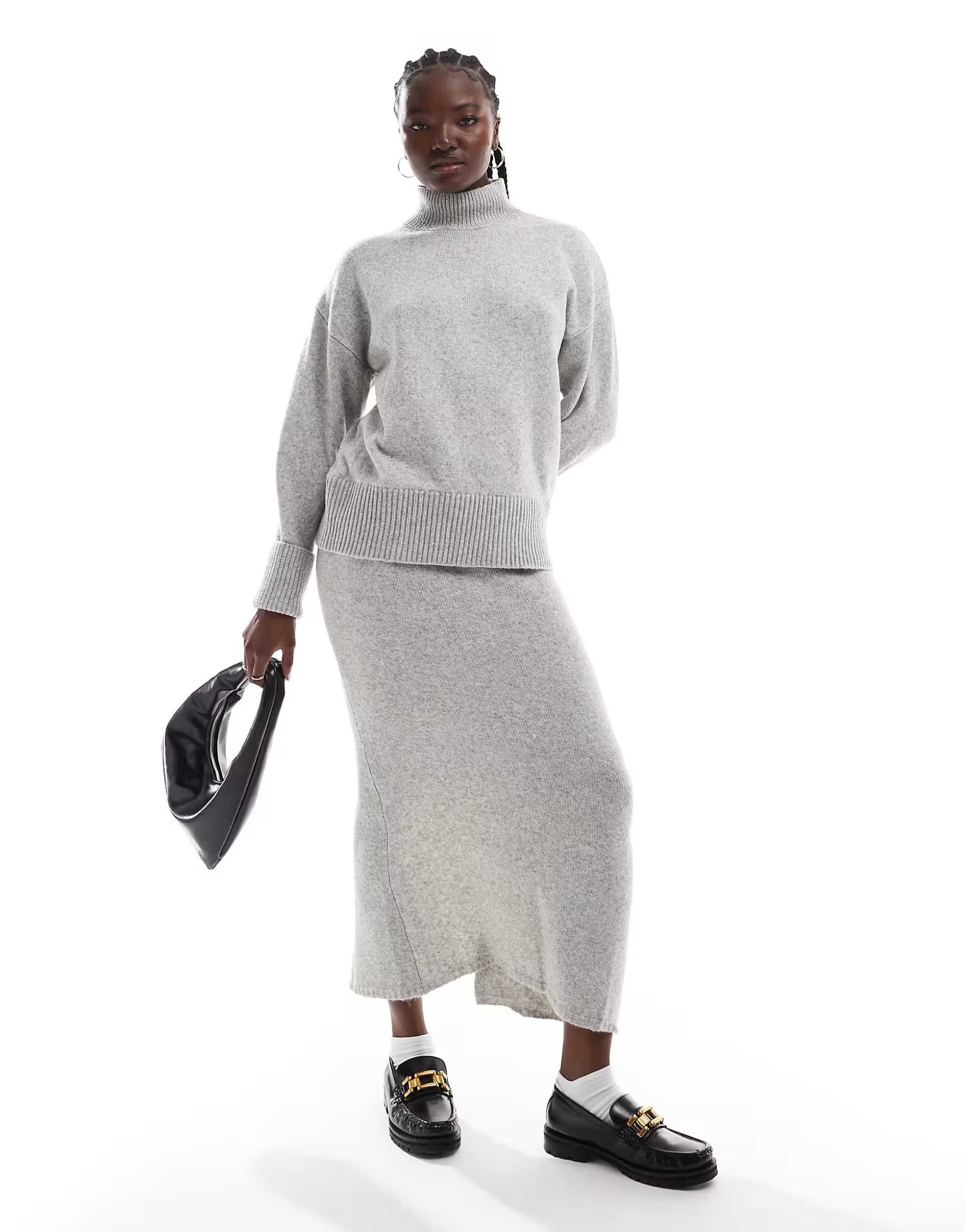 ASOS DESIGN knitted maxi skirt co-ord in mid grey | ASOS (Global)