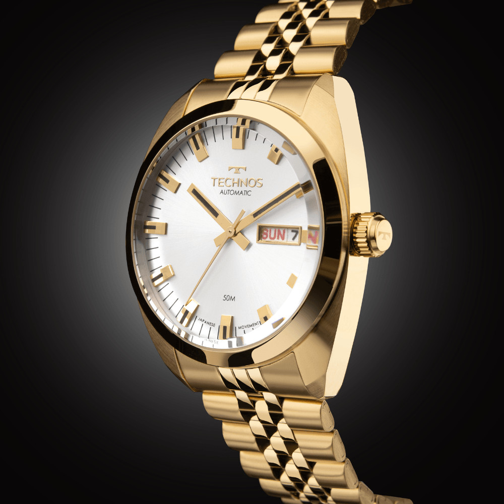 Relógio Technos Masculino Automatico Dourado - 8205ON/1K | Technos BR