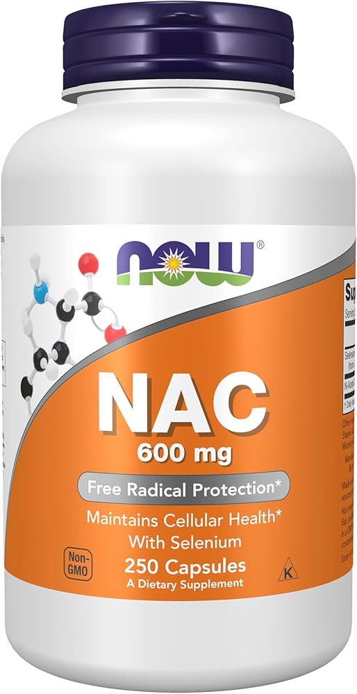 NOW Supplements, NAC (N-Acetyl Cysteine) 600 mg with Selenium, 250 Veg Capsules | Amazon (US)