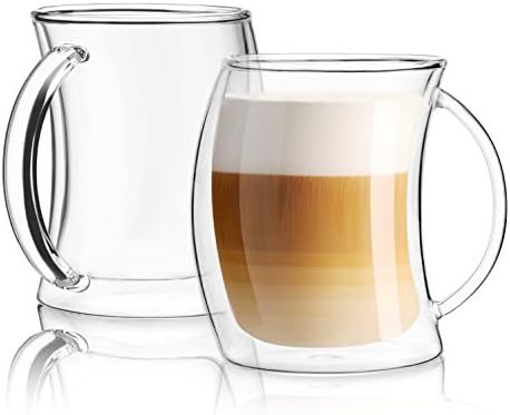 JoyJolt Caleo Collection Double Wall Insulated Glass Coffee Cups (Set Of 2) -13-Ounces | Amazon (US)