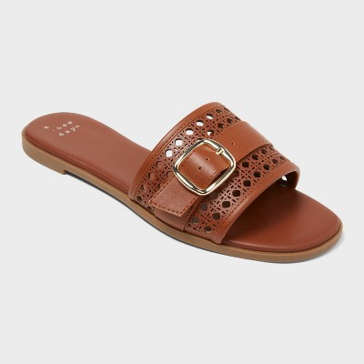 Women’s Tamar Sandals with Memory Foam Insole - A New Day™ Cognac 5.5 | Target