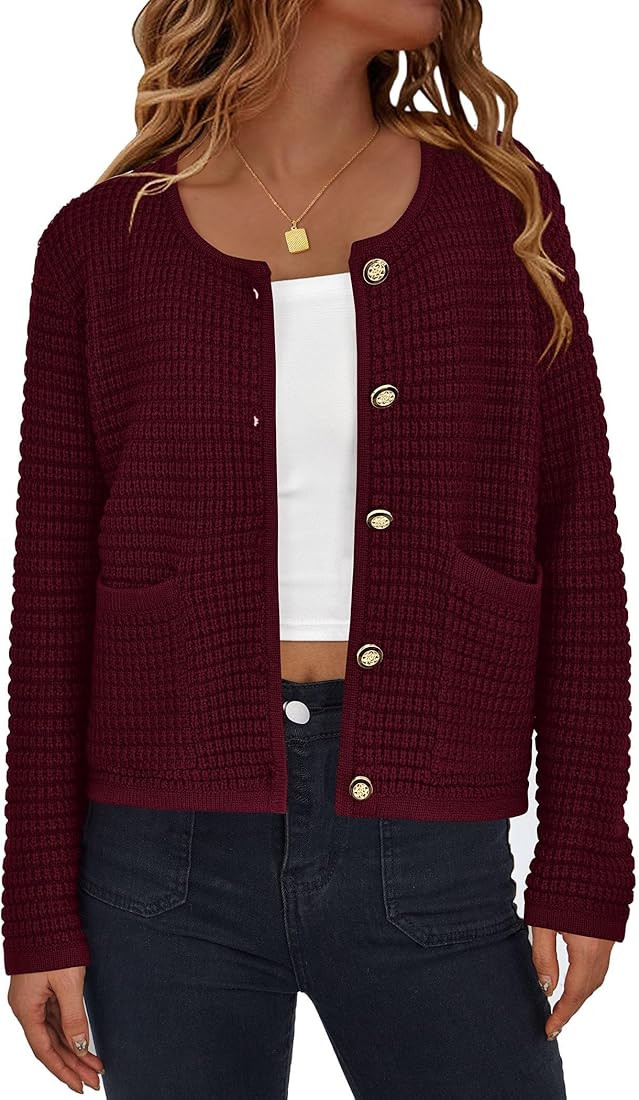 PRETTYGARDEN Women's Knit Cardigan Sweaters Fall Fashion Long Sleeve Open Front Button Down Trend... | Amazon (US)