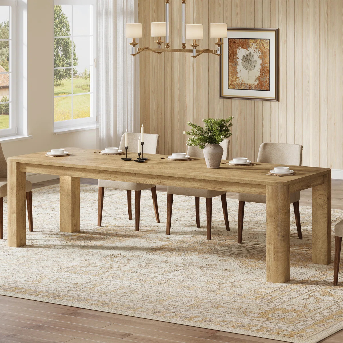 78.7-inch Long Dining Table For 6-8, Large Farmhouse Kitchen Table With Rounded Edges For Kitchen... | Wayfair North America