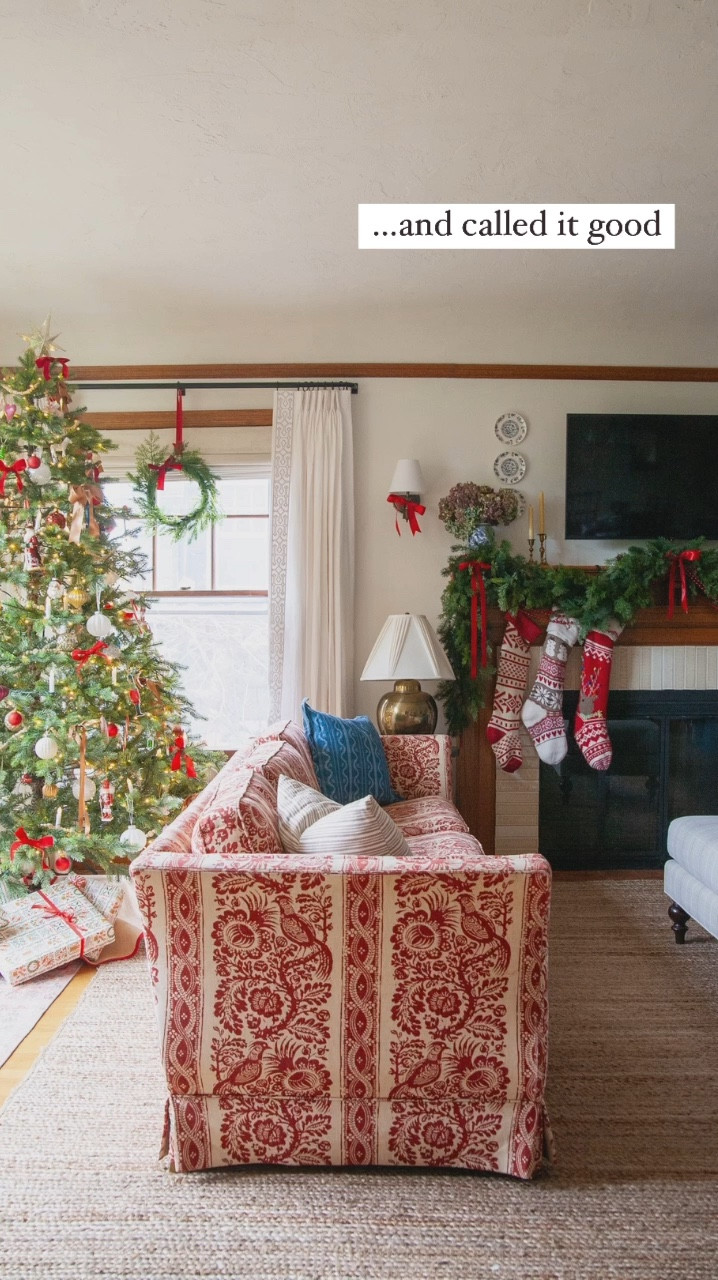 I don’t have “the perfect” garland link for you or any special tips. My fireplace mantel garland usually intimidates me so I procrastinate. I also usually have it lit with a string of standard Christmas lights, but they just look so plasticy now. Maybe I should do fairy lights? Or maybe just let it be woodsy. Do you do the same garland every year or different?

#LTKHome #LTKHoliday #LTKSeasonal