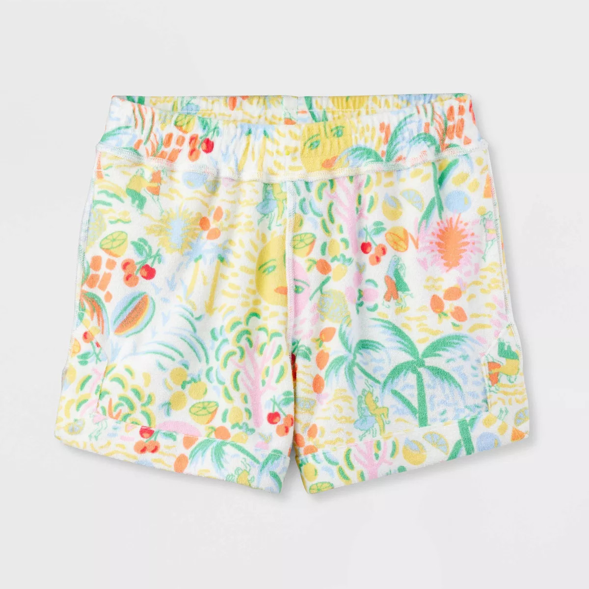 Girls' Adaptive Vacation Terry Pull-On Shorts Yellow/Green - Roller Rabbit x Target  M | Target