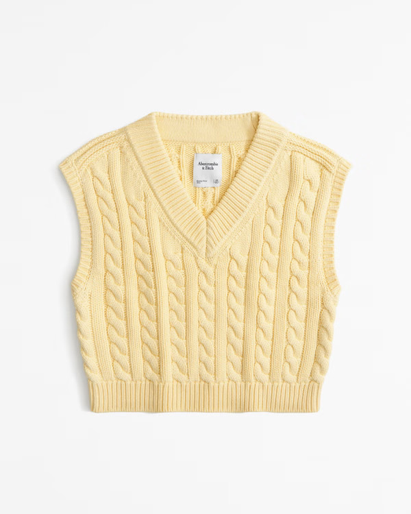Women's Cable V-Neck Sweater Vest | Women's Tops | Abercrombie.com | Abercrombie & Fitch (US)