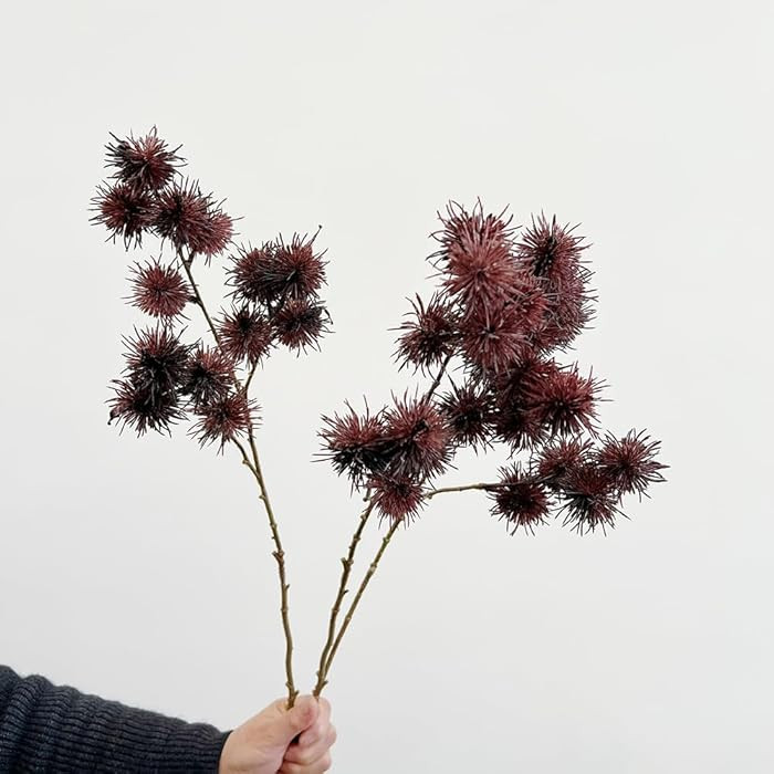3Pcs Thistle Artificial Flower Stem 26.7In Fake Dandelion Ball Branch for Autumn Filler DIY Bouqu... | Amazon (US)