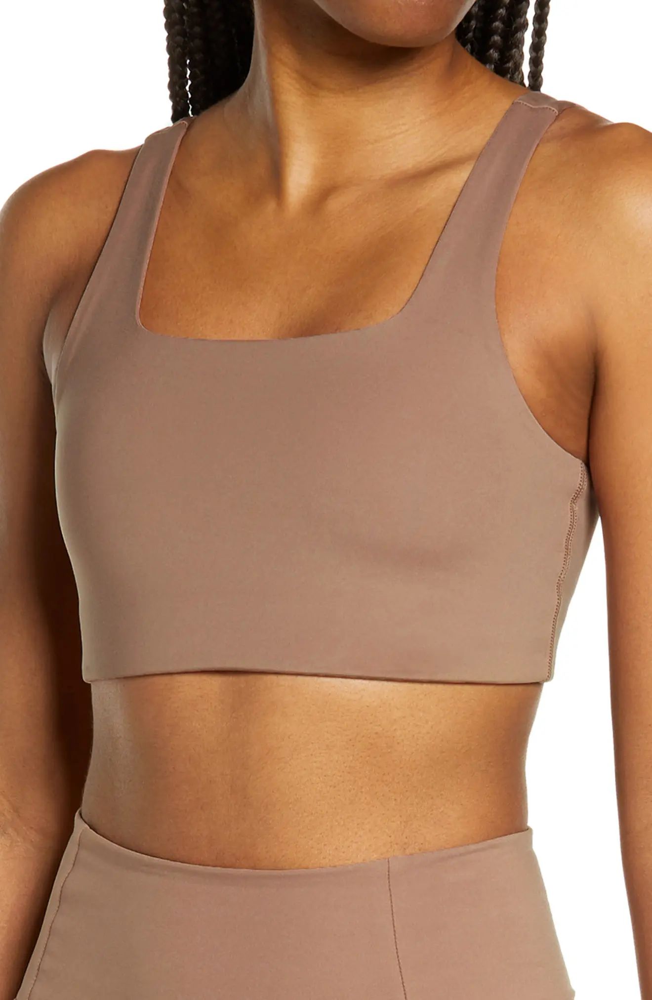 Girlfriend Collective Tommy Sports Bra, Size Small in Brownie at Nordstrom | Nordstrom