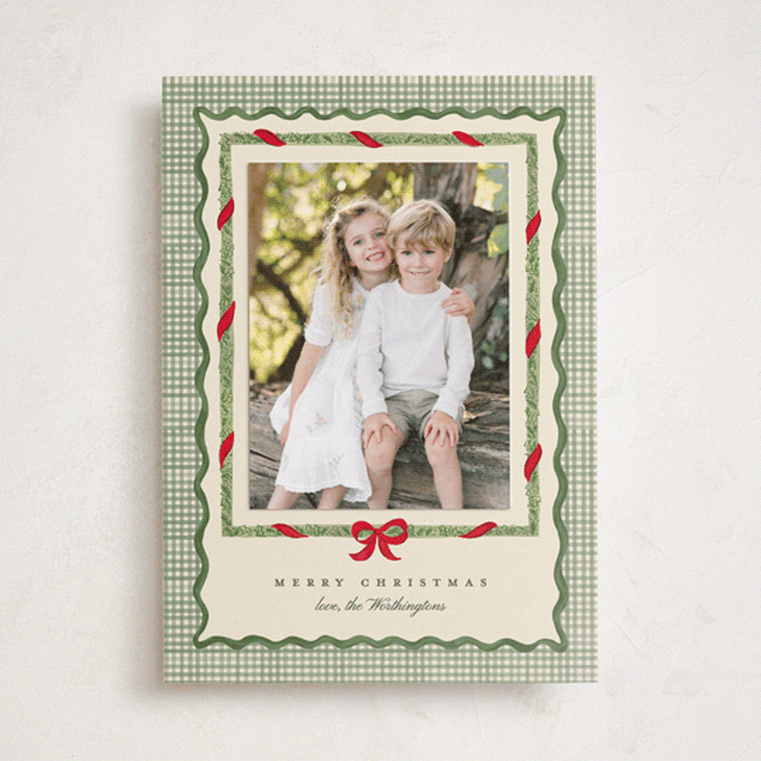 "Christmas maximalism" - Customizable Holiday Photo Mount Cards in Green or Red by Creo Study. | Minted