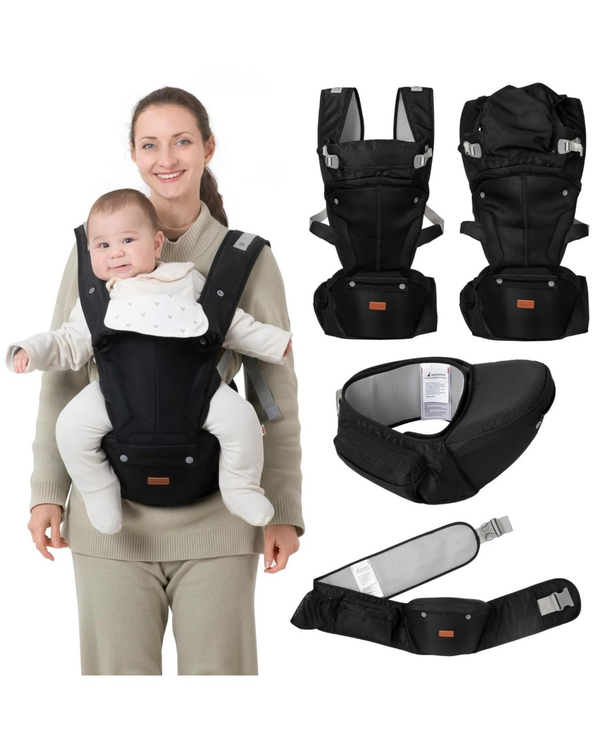 BabbleRoo Kids Carrier 6 in 1 Carrier with Hip Seat, Comfy & Adjustable Kangaroo Rose - Black | Macy's