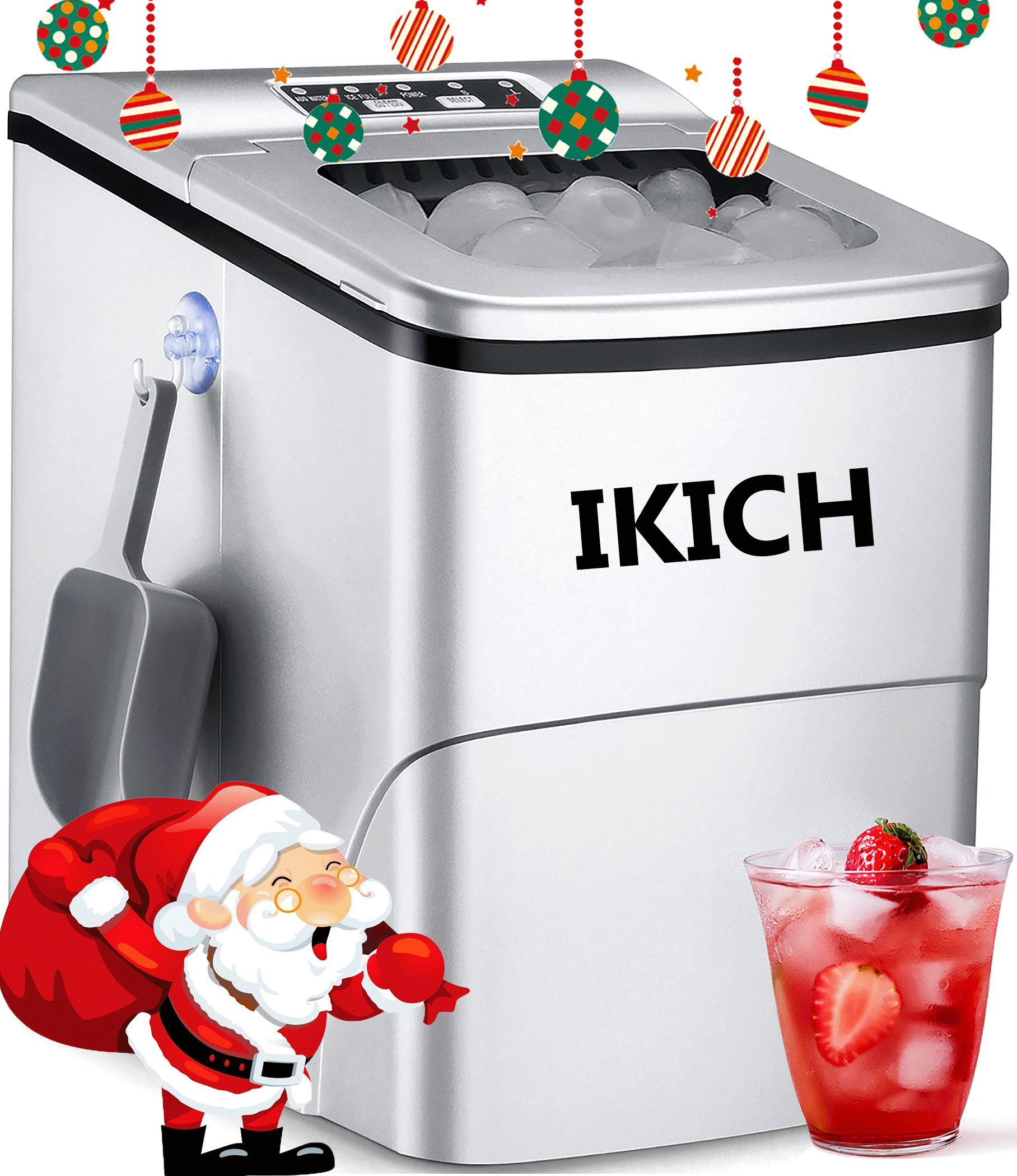 IKICH Portable Ice Maker, 26lb/Day, 6 Mins Fast Ice Making, Stainless Steel - Walmart.com | Walmart (US)