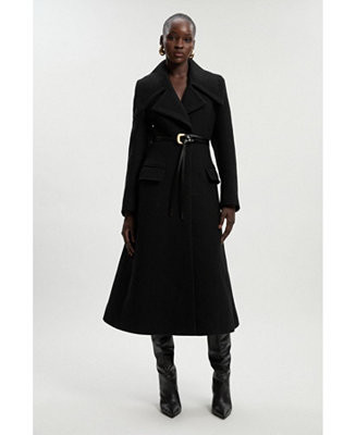 Women's Wool Shawl Collar Belted Midi Coat | Macy's