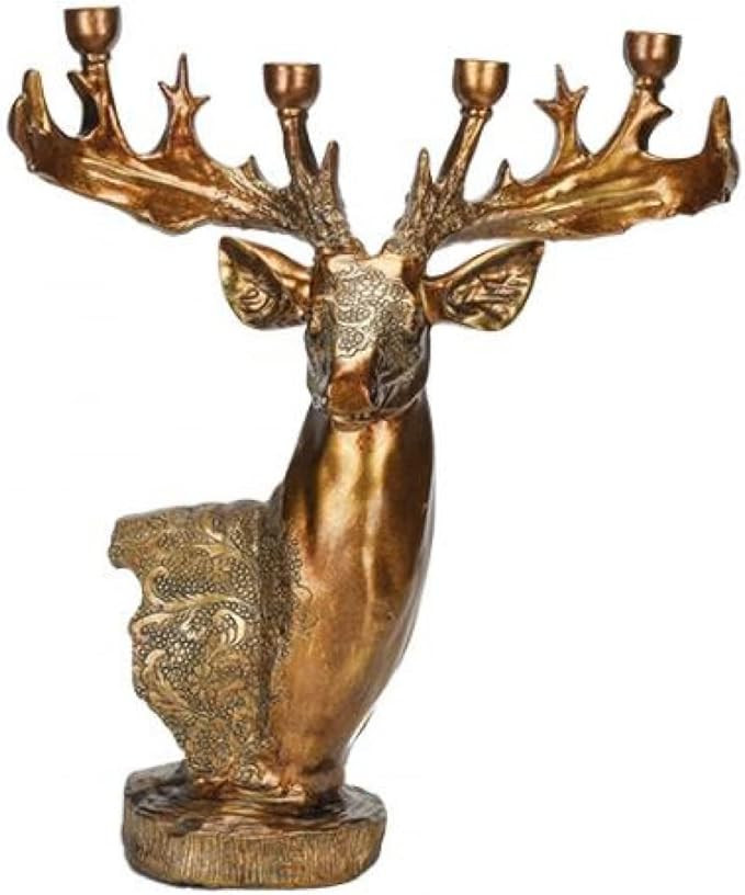 Deer Head Sculpture, Elk Candlestick Reindeer Antlers Ornament Sculpture Reindeer Art Resin Candl... | Amazon (US)