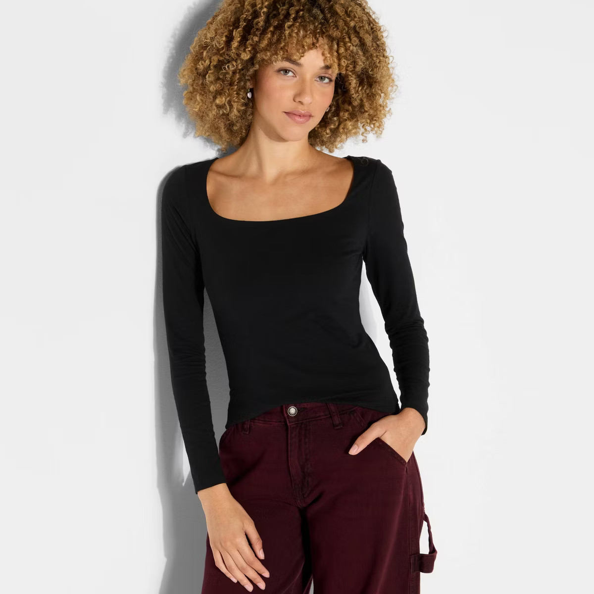 Women's Long Sleeve Square Neck T-Shirt - Wild Fable™ | Target