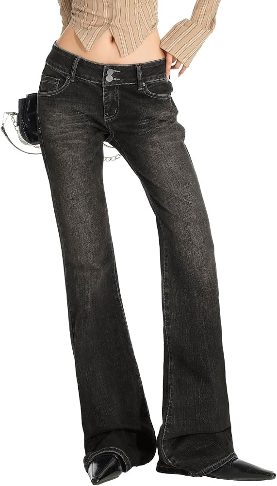 EMMIOL Low Rise Flare Jeans for Women Stretchy, Y2k Bell Bottoms Mid-Low Waisted Boyfriend Bootcu... | Amazon (US)