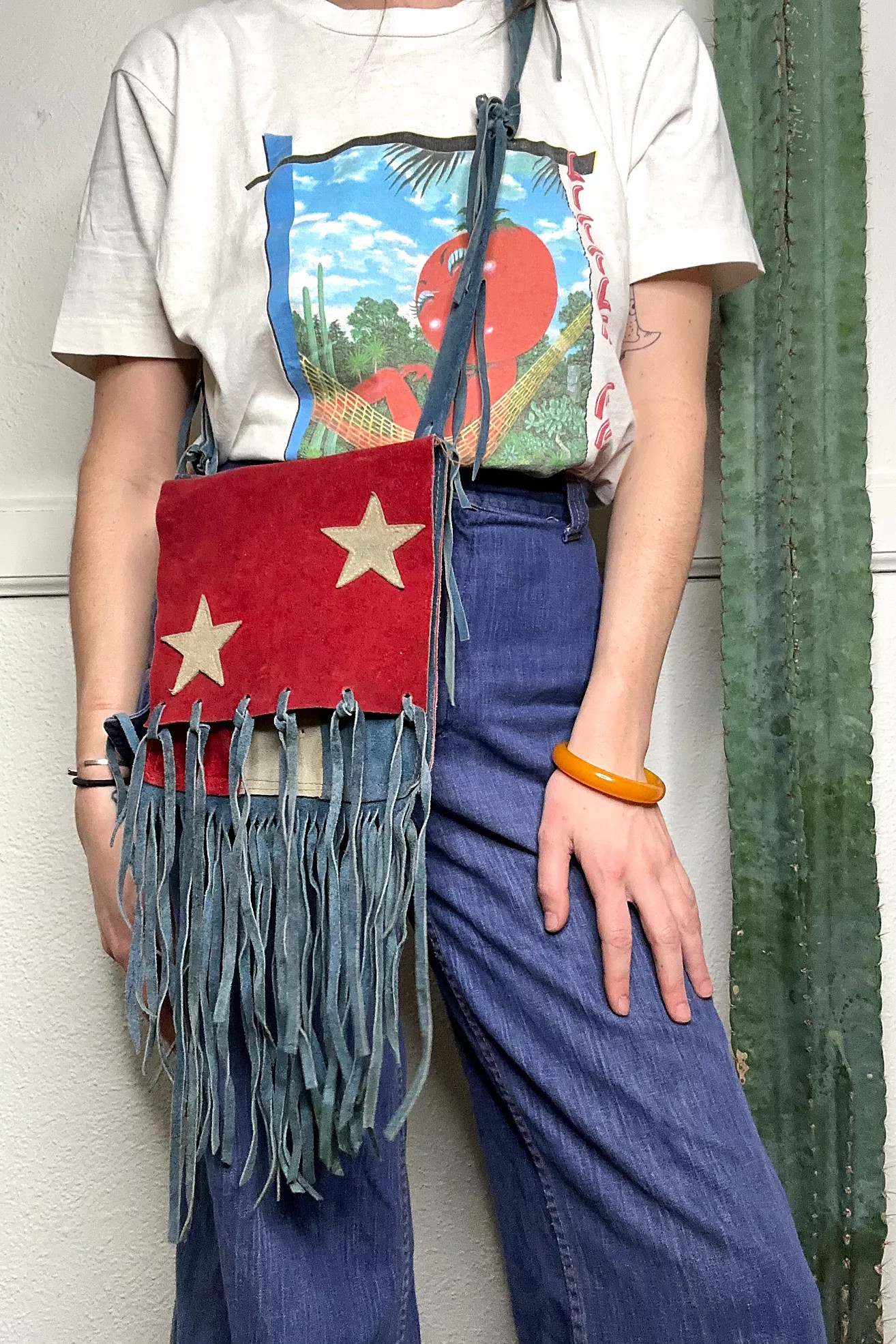 Vintage Stars and Stripes Suede Fringe Bag Selected by Grievous Angel Vintage | Free People (Global - UK&FR Excluded)