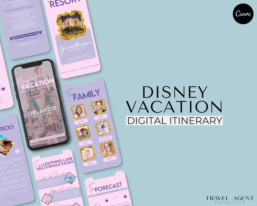 WDW Digital Vacation Itinerary, Travel Agent Templates, WDW Travel Guides, Travel Advisor, Mobile... | Etsy (US)