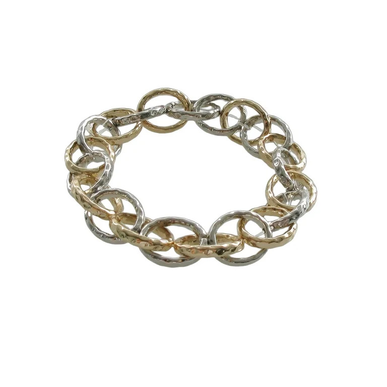 Time and Tru Women's Inter Locked Loop Two Tone Plating Bracelet Zinc Alloy/CZ | Walmart (US)