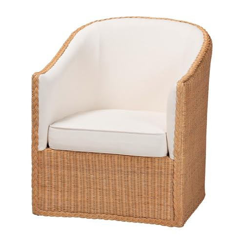 bali & pari Tessa Braided Rattan Arm Chair, Light Honey/White | Amazon (US)