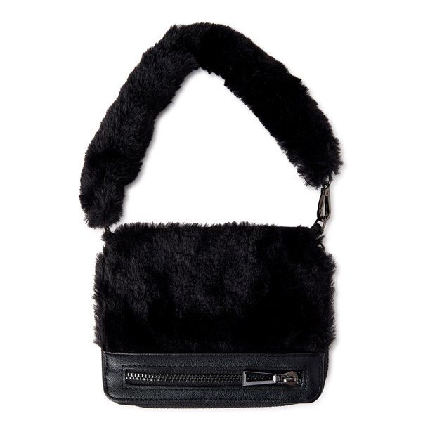 No Boundaries Women's Anika Fur Wallet Black - Walmart.com | Walmart (US)