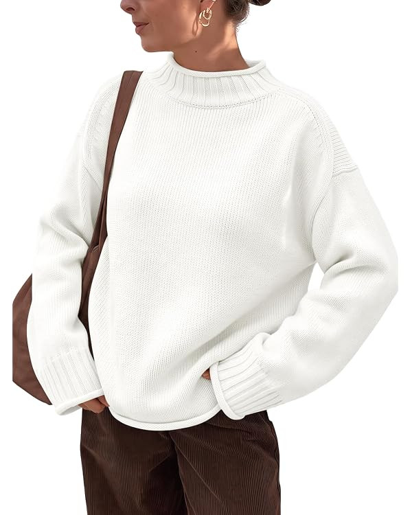 Trendy Queen Womens Oversized Sweaters Mock Neck 2026 Fall Knit Outfits | Amazon (US)