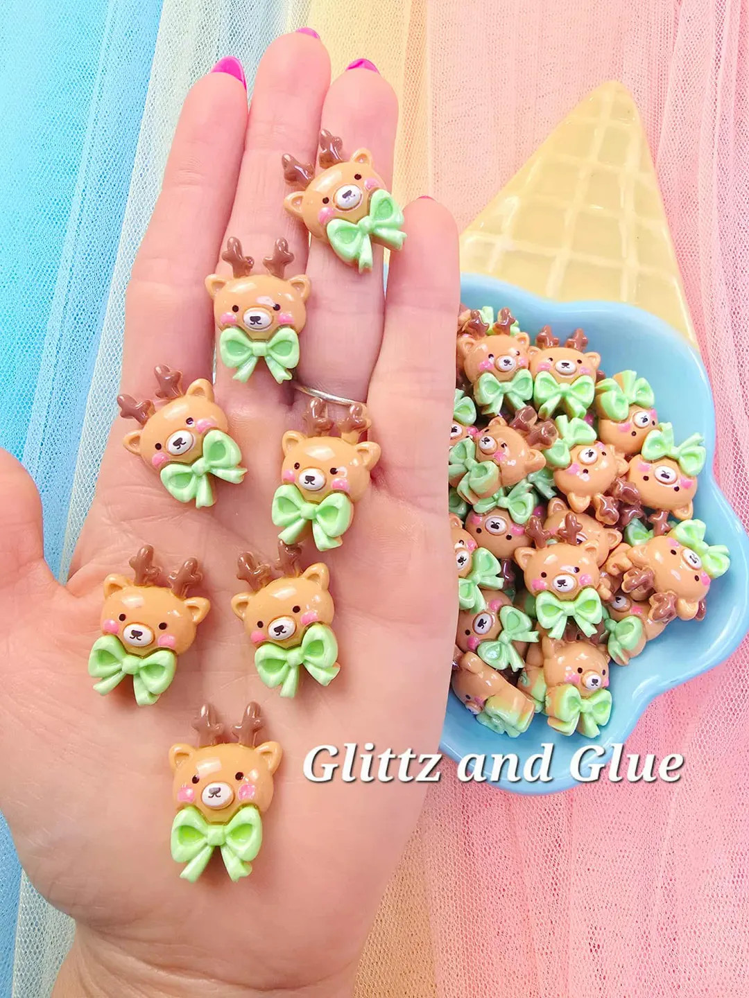 B82 15pc Reindeer Cabochons, Flatback Resin Cabochon, Kawaii Cabochon, Christmas Cabochons, Fake ... | Etsy (US)