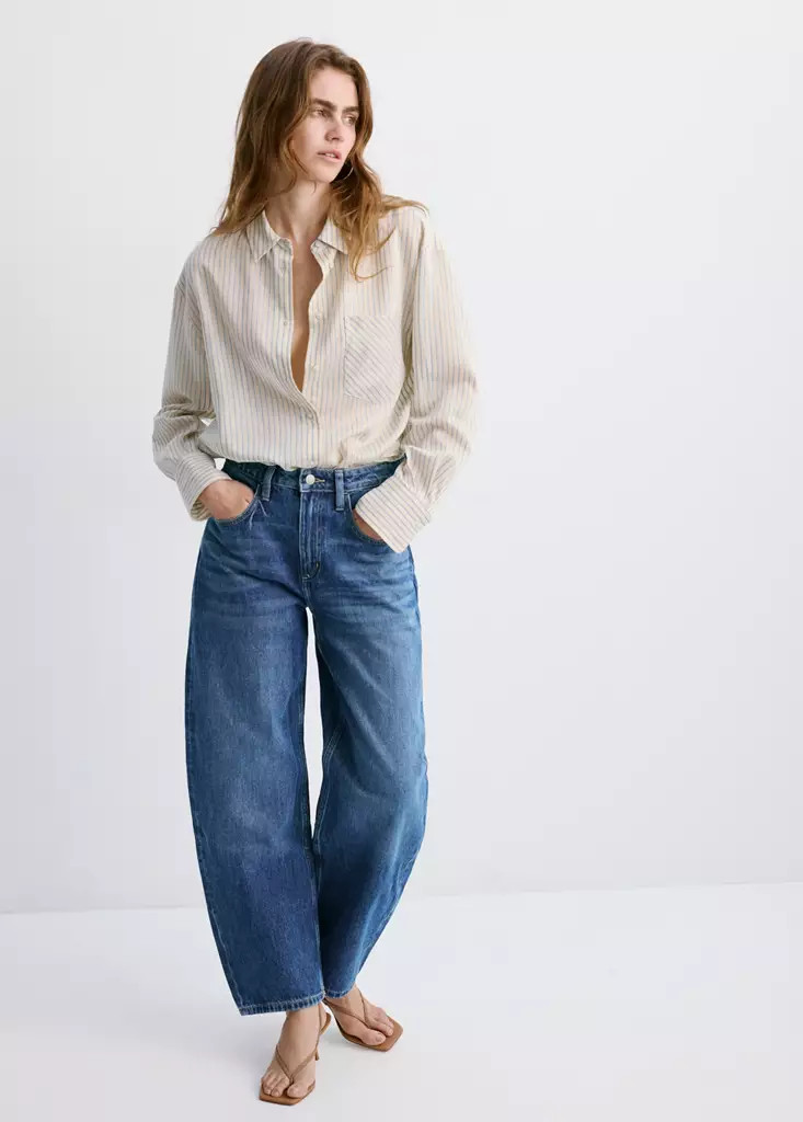High-waisted barrel jeans dark blue - Women - 12 - MANGO | Mango (US/MX/AU)
