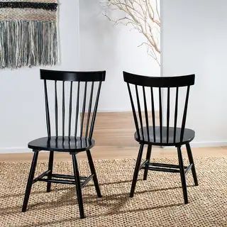 Safavieh Country Classic Dining Country Lifestyle Spindle Back Black Dining Chairs (Set of 2) - 2... | Bed Bath & Beyond