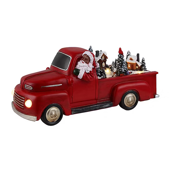 African American Santa In Red Truck Animated Figurine | JCPenney