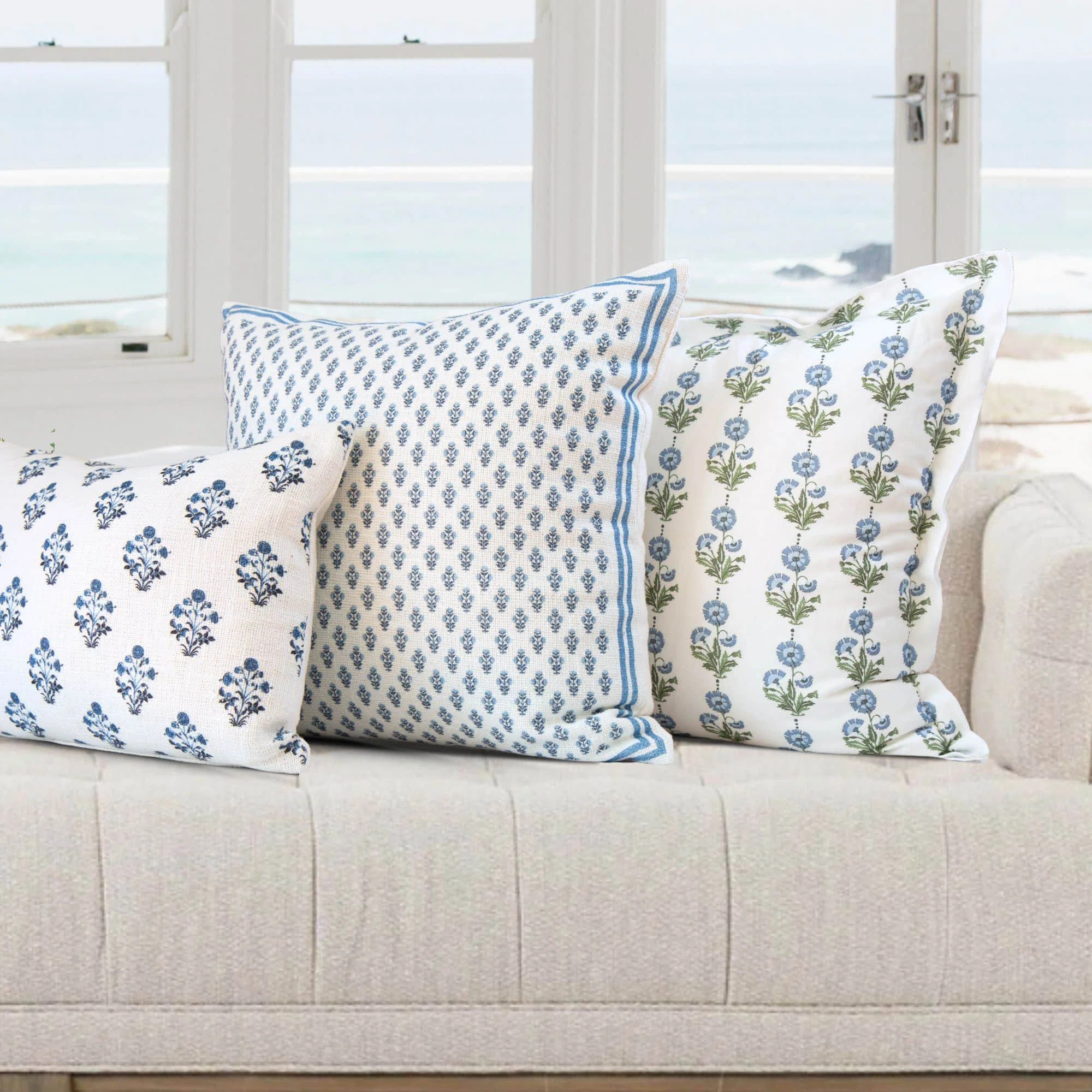 Celeste Mughal Flower Pillow Cover in Blue - 3 Piece Set (Set of 3) | Wayfair North America