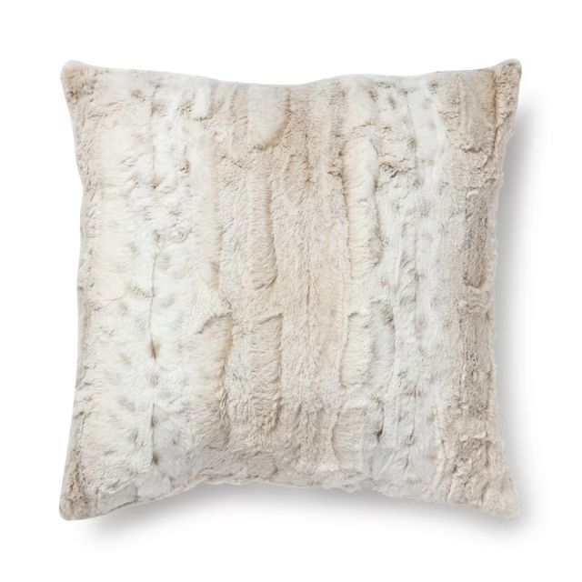 Mainstays Faux Snow Leopard Fur Decorative Square Pillow, 18" x 18", Leopard, 1 per pack | Walmart (US)