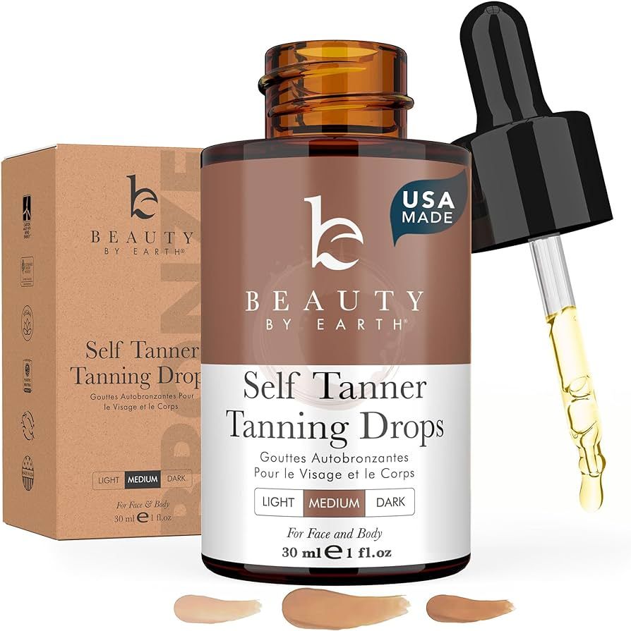 Self Tanning Drops - USA Made with Natural & Organic Ingredients, Medium Face Tanning Drops to Ad... | Amazon (US)