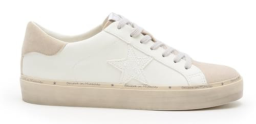 Mi.iM Savannah Rubber Sole Lace-up Suede Pearl Star Sneakers(7, Beige) | Amazon (US)