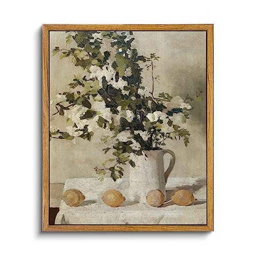 VIYYIEA Vintage Wall Art Kitchen Decor, Flowers and Lemons Pictures Painting Botanical Decor, Fra... | Amazon (US)